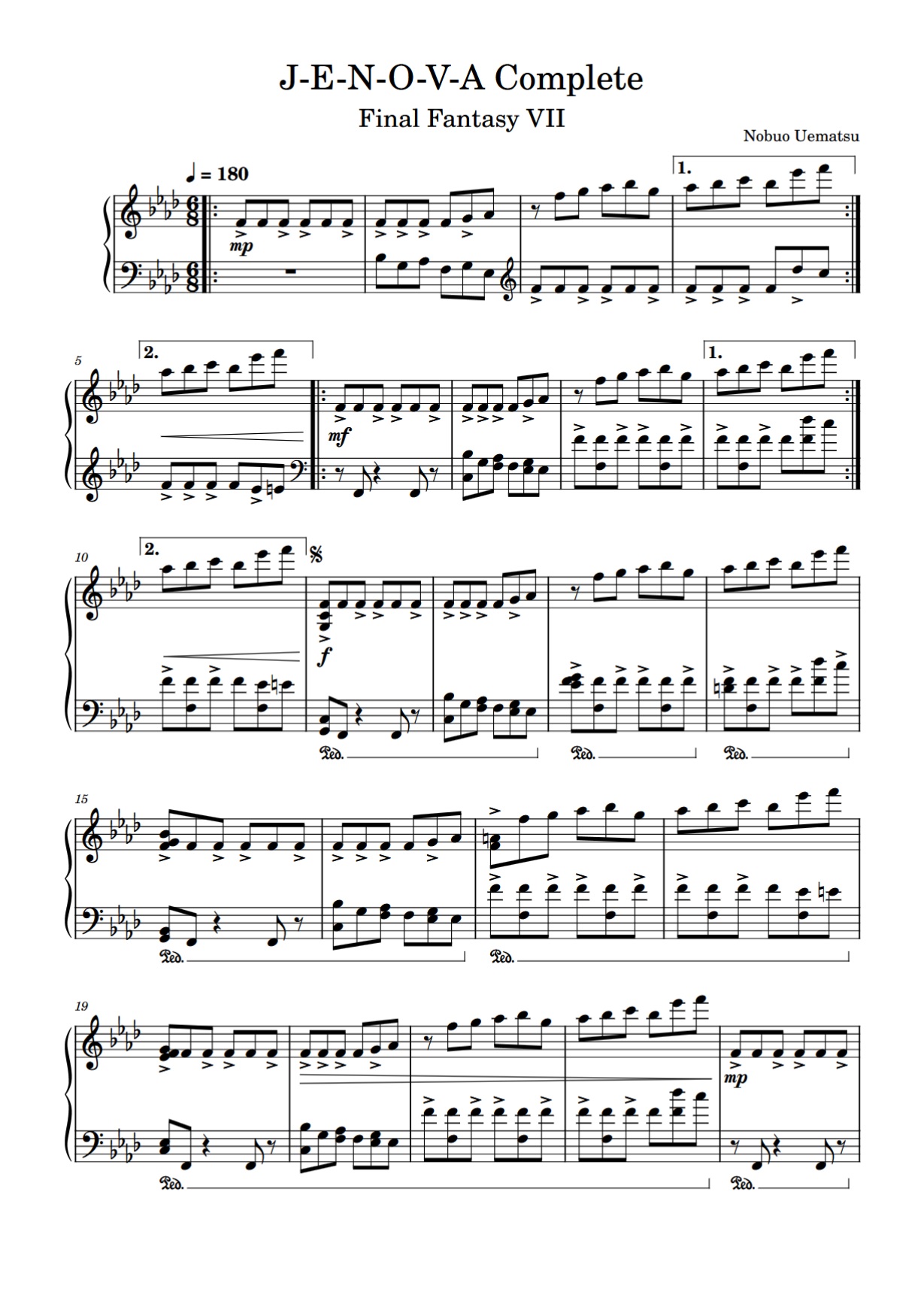First page of First page of a piano arrangement for