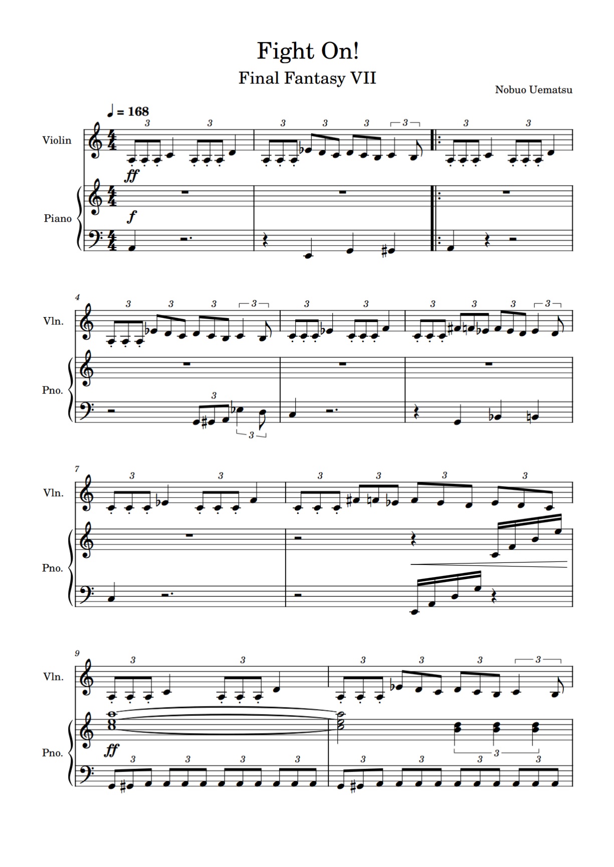 First page of Fight On! First page of a piano arrangement for Fight On!